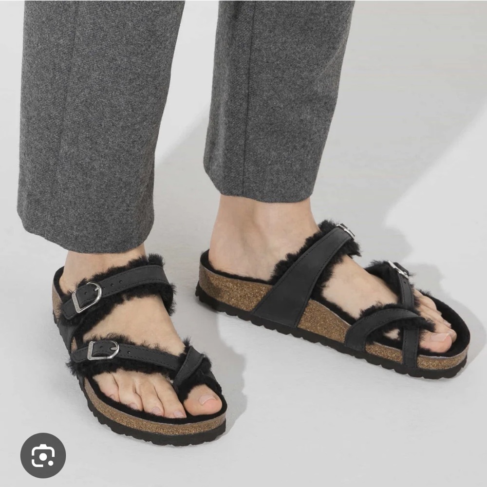 Birkenstock Mayari Black Shearling 39 New